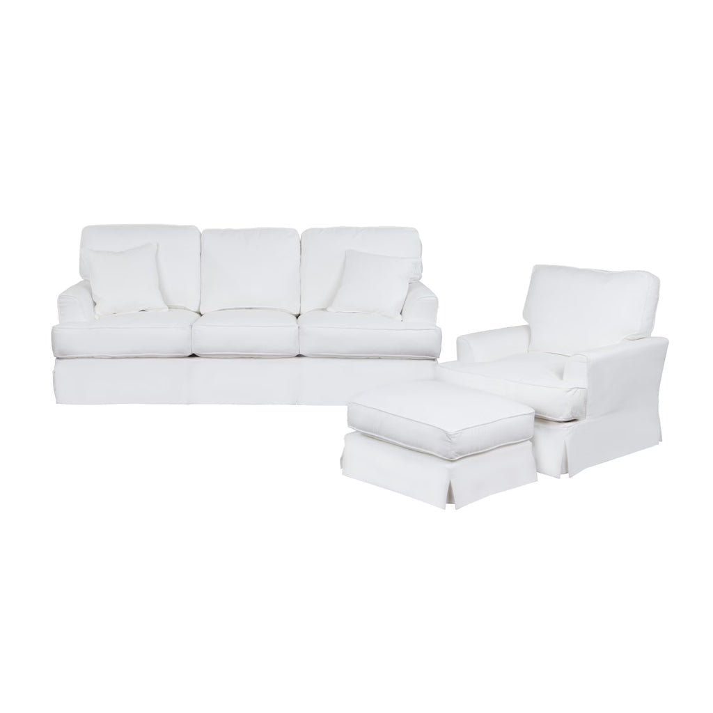White 3-Piece Fabric Slipcover Living Room Set C60678