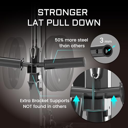 Power Cage Squat Rack with LAT Pulldown 800 lb Capacity L14770