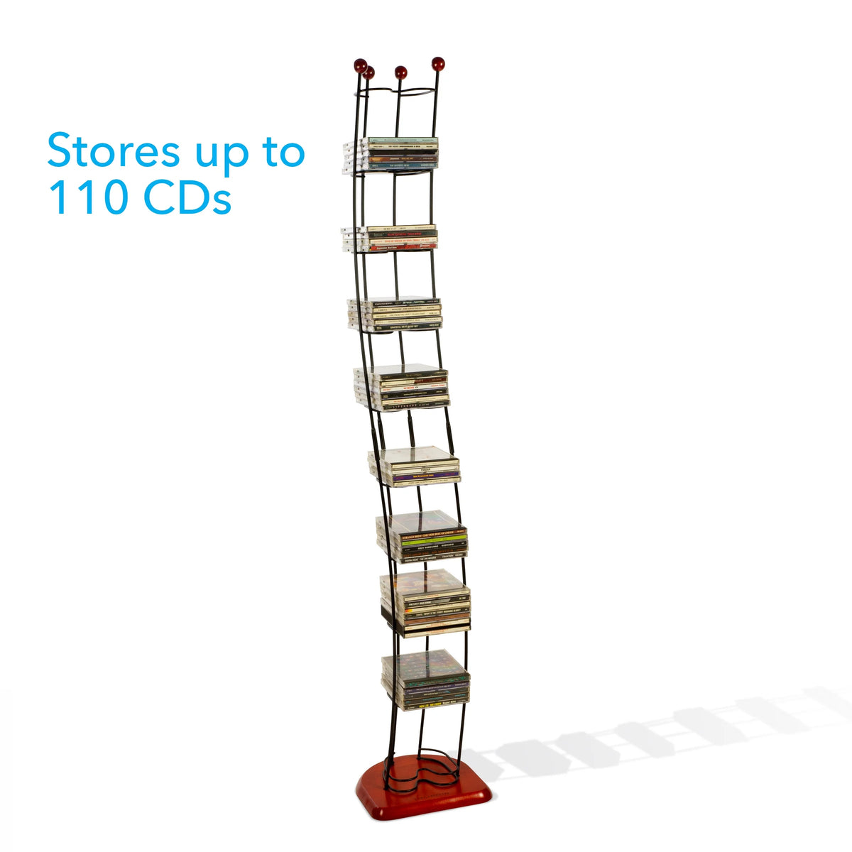 Black Steel CD Tower with Cherry Wood Base U5319