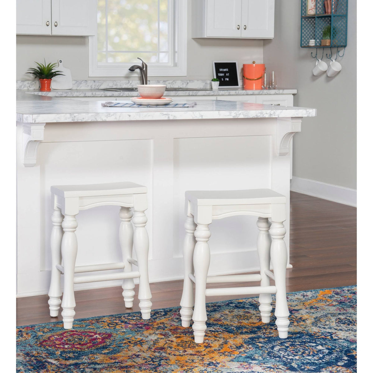 Set of 2 White Counter Height Barstools M123777