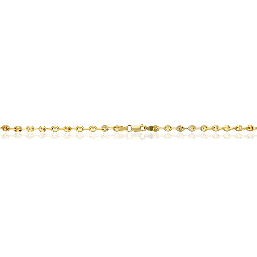 18K Yellow Gold Over Silver Puffed Anchor Chain Necklace 16"-24" Q194