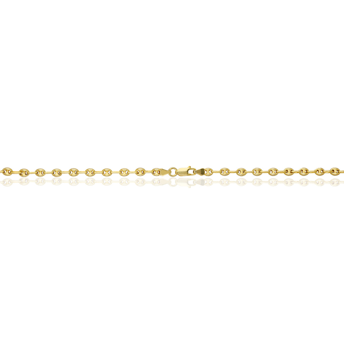 18K Yellow Gold Over Silver Puffed Anchor Chain Necklace 16"-24" Q194