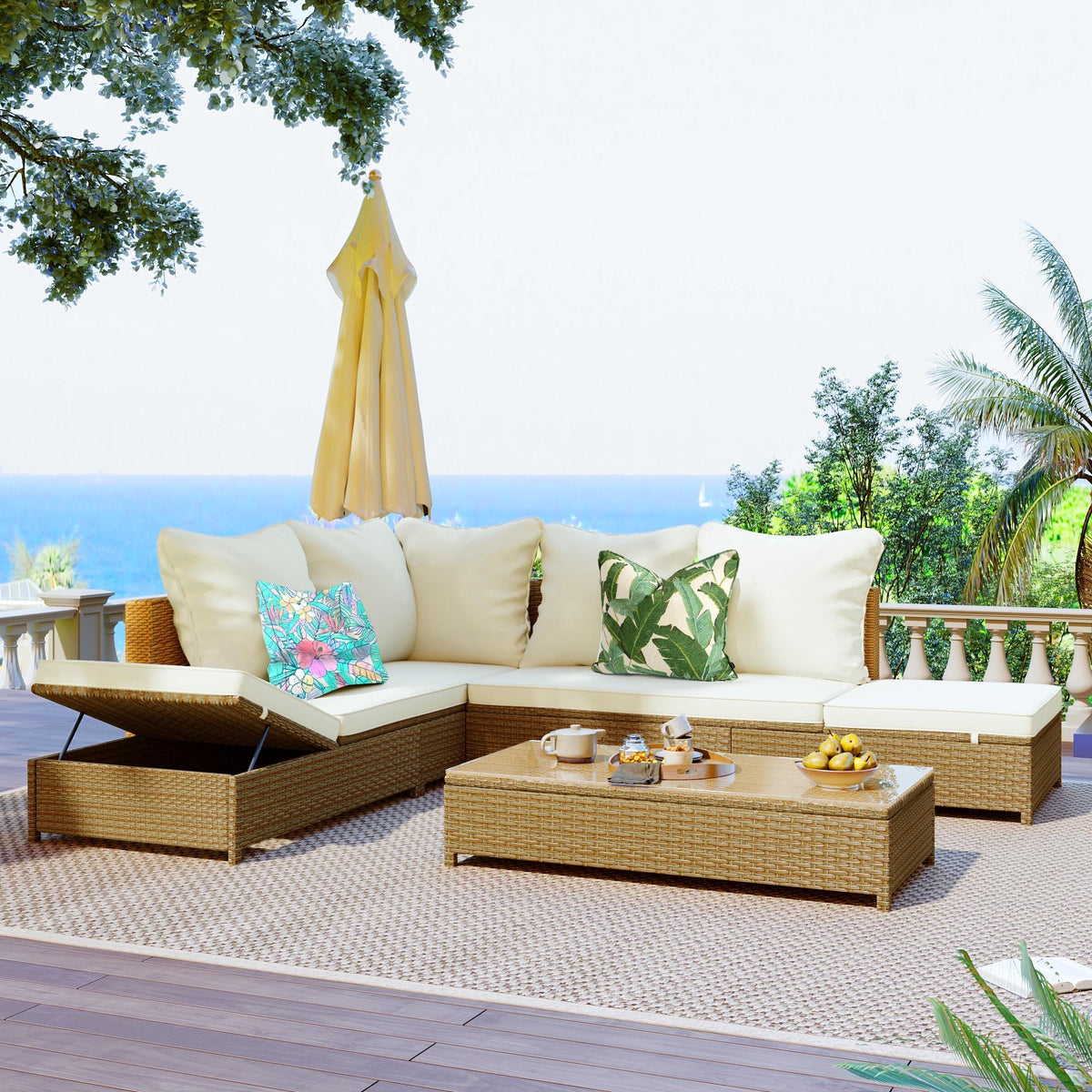 6 Seat PE Rattan Sectional Sofa Set with Adjustable Chaise M501