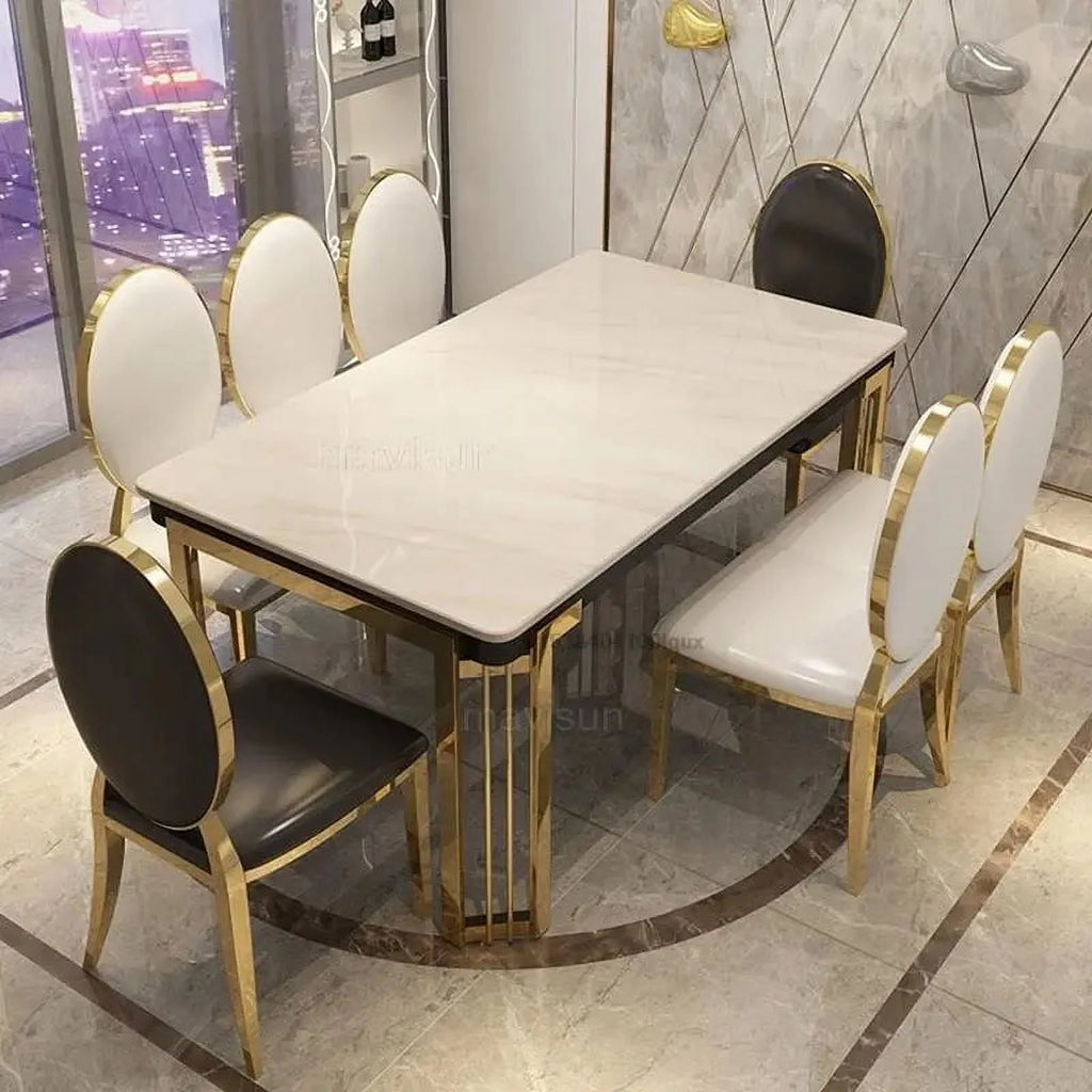 Marble Rectangular Dining Table with Chairs M41153
